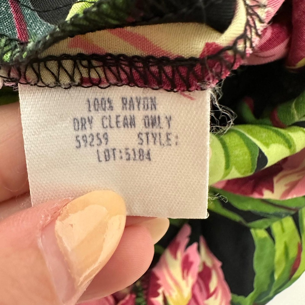 Vintage Ilyse Hart Tropical Floral Rayon Maxi Dress 80s-90s Resort Vibes Size 8 - Picture 8 of 8